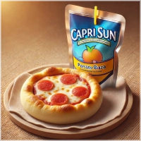 Kinderpizza margherita en drankje